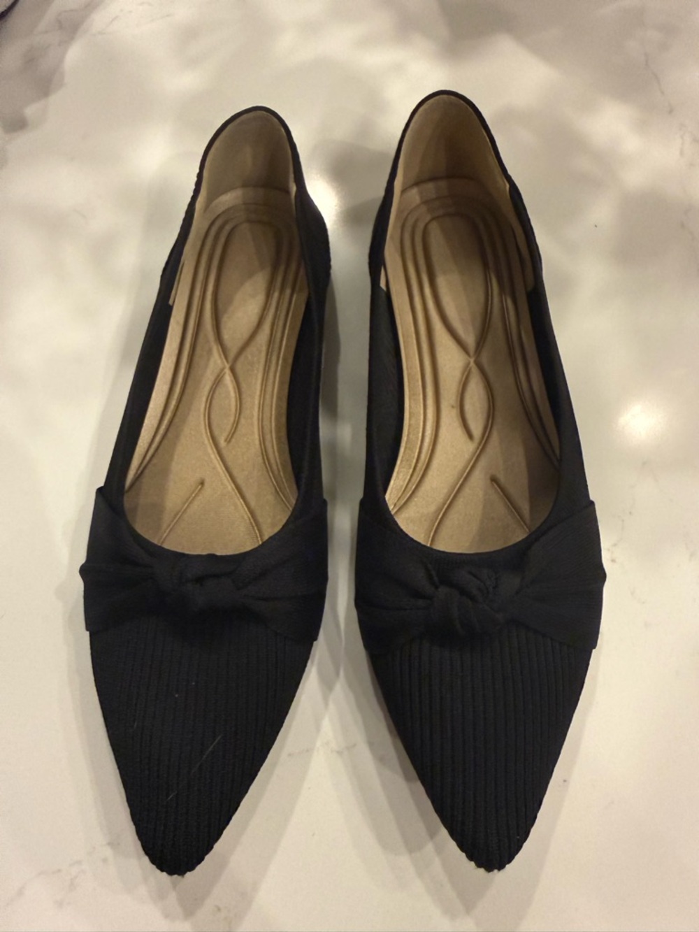 Amazon Black Pointed Toe Bow Flats for Women